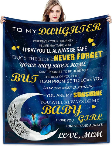 Daughter Gift from Dad Birthday Gifts from Lion Father Blanket to My Daughter Romantic Christmas Birthday Gifts Love Letter for Her Lightweight Flannel Blanket for Bed Sofa