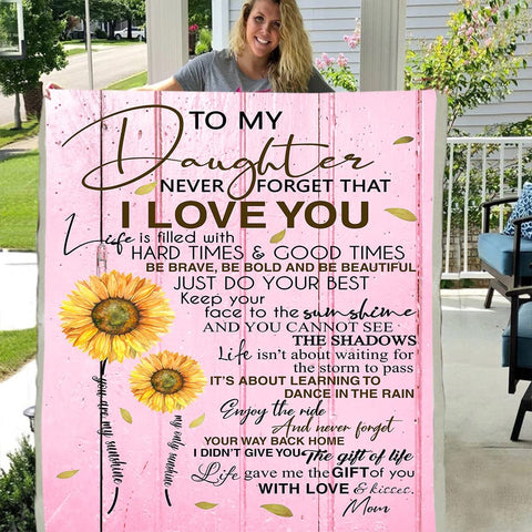 Fleece Blanket to My Daughter Printed Quilts Mom for Daughter's Blanket Positive Encourage and Love mom Flannel Blanket Gifts (40 * 50 inch,10)