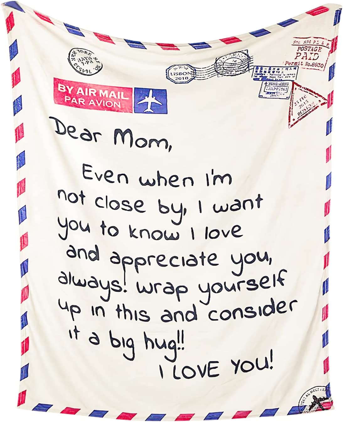 Best Birthday Gifts for Mom from Daughter Son, Premium Dear Mom Blanket Presents for Mother's Day, Christmas, Valentine's Day, Soft & Cozy Flannel Throw Blanket, Moms Bed Blanket Gift