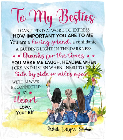 Custom Best Friend Blanket for Friends, to My Best Friends Blanket, Friendship Blanket for Women, Personalized Blanket Gifts for Women, Personalized Blanket to My Bestie Throw Blanket for BFF