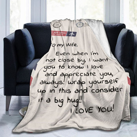 Fleece Blanket to My Daughter Letter Printed Quilts Mom for Daughter's Air Mail Blanket Positive Encourage and Love Daughter's Flannel Blanket Gifts (40 * 50 inch,22)