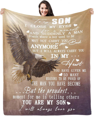 Gifts for Mom from Son, Romantic Mom Birthday Gifts from Son to My Mom Flannel Blanket for Mom from Son Mother Day Birthday Presents for Mom Soft Throw Blanket 60"*50"