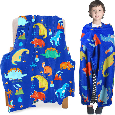 Kids Dinosaur Blanket for Boys Girls Room Decor Personalized Cute Toddler Throw Blanket Chiristmas Dinasour Birthday Year Old Gifts Toys 40x50