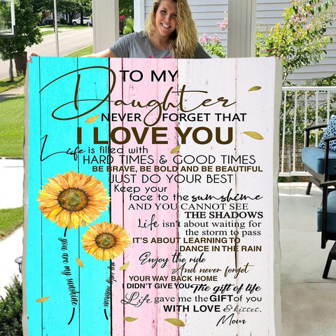 Fleece Blanket to My Daughter Printed Quilts Mom for Daughter's Blanket Positive Encourage and Love mom Flannel Blanket Gifts (40 * 50 inch,10)