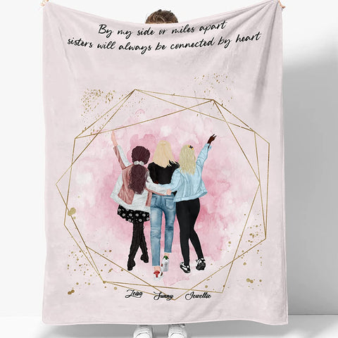 to My Bestie Best Friend Blanktet Besties, Women, Girls Personalized Name Best Friend Throw Blanket with Hairstyles for BFF, Special Friends Birthday Gifts Blanket