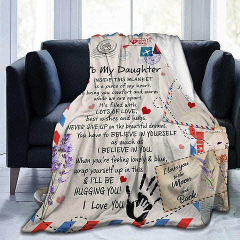 Fleece Blanket to My Daughter from Mom Dad You are My Sunshine Blanket Ultra-Soft Micro Light Weight Warm Bed Throw Blanket (to My Daughter, 60"x50")