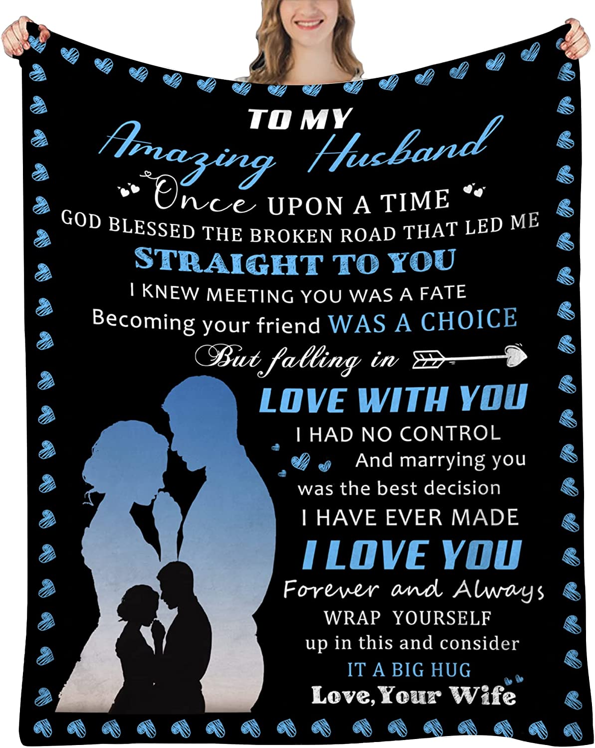 Fathers Day Birthday Gift for Husband, Gifts for Husband from Wife Blanket, Anniversary Birthday Gifts for Him Husband, Husband Gifts from Wife, to My Husband Blanket from Wife, 60"x50"