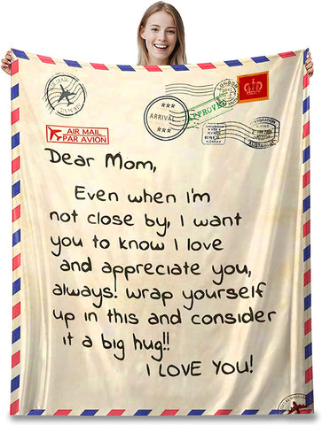 to My Daughter Blankets from Mom Daughter Gifts Letter Printed Throw Fleece Blankets Birthday Gifts Thanksgiving Day Holiday Blanket for Bed Couch Living Room (Mom, 60”x80“)