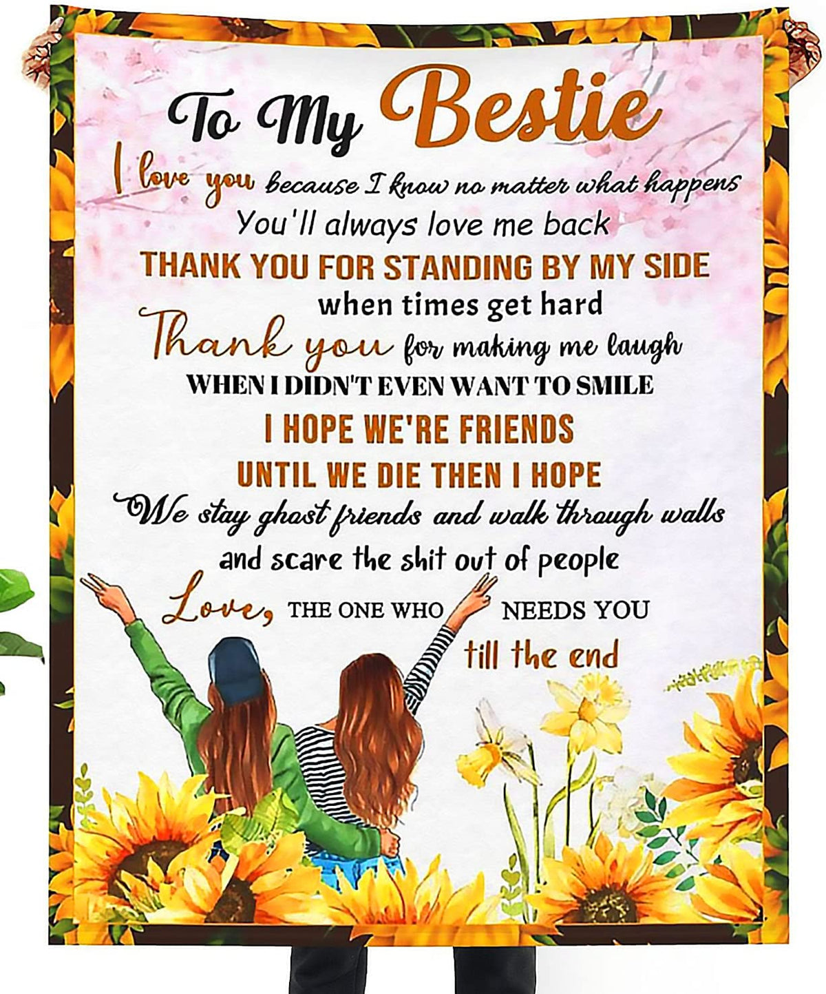 to My Best Friend Blanket for Women Ultra Soft Flannel Throw Blanket for Friends BFF Bestie Girls Birthday Anniversary 50 x 60 Inch