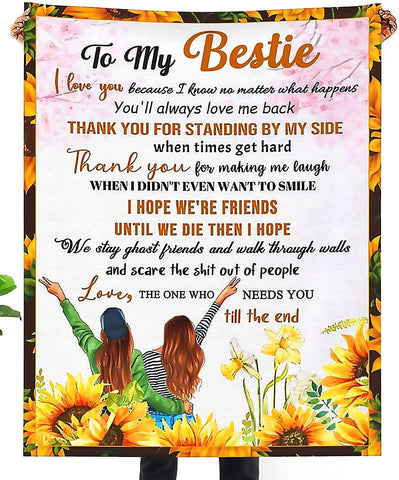 to My Best Friend Blanket for Women Ultra Soft Flannel Throw Blanket for Friends BFF Bestie Girls Birthday Anniversary 50 x 60 Inch