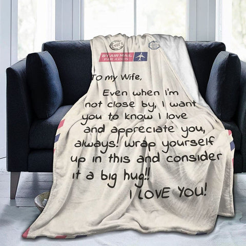 Fleece Blanket to My Daughter Letter Printed Quilts Mom for Daughter's Air Mail Blanket Positive Encourage and Love Daughter's Flannel Blanket Gifts (40 * 50 inch,22)