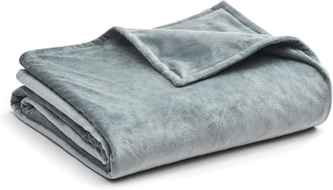 Cooling Bamboo & Cozy Velvet Dual-Sided Duvet for Weighted Blankets (80''x87'') - Blue Grey Print