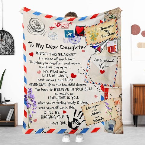 Fleece Blanket to My Daughter from Mom Dad You are My Sunshine Blanket Ultra-Soft Micro Light Weight Warm Bed Throw Blanket (to My Daughter, 60"x50")
