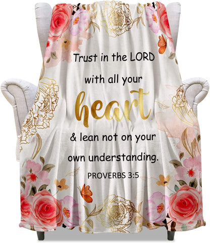 Christian Gifts for Women, Inspirational Bible Verse Blanket Soft Lightweight Religious Healing Warm Blanket for Women 40x50in