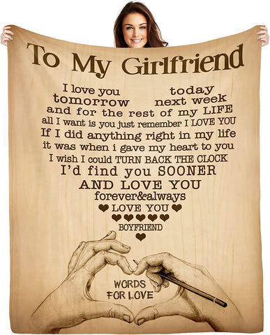 Gifts for Girlfriend to My Girlfriend Blanket Anniversary Romantic Gifts for her Best Birthday Gifts for Girlfriend from Boyfriend I Love You Gifts for Women Healing Thoughts Fleece Blanket 50"x60"
