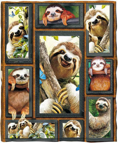 Flannel Blanket 3D Sloth Blanket Lightweight Cozy Soft Plush Throw Blanket for Sofa Couch Bed All Season (3D Sloth, 60'' x 50'')