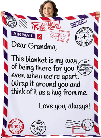 Mothers Day Gifts for Grandma, Gifts for Grandma Blanket, Grandma Gifts from Grandkids, Best Grandma Gifts, Grandma Birthday Gifts from Grandchildren, Throw Blanket 65”x50” (Purple)
