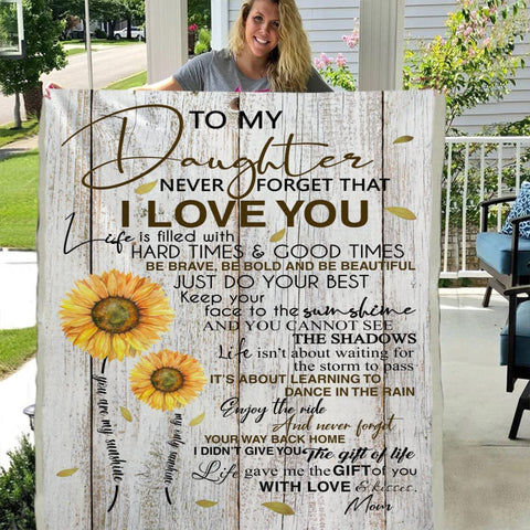 Fleece Blanket to My Daughter Printed Quilts Mom for Daughter's Blanket Positive Encourage and Love mom Flannel Blanket Gifts (40 * 50 inch,10)