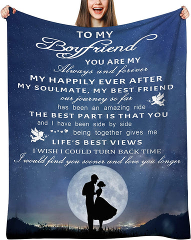 Boyfriend Gifts from Girlfriend, Valentines Gifts for Him Boyfriend, Anniversary Birthday Gifts for Boyfriend, to My Boyfriend Blanket Throw 60"x50"