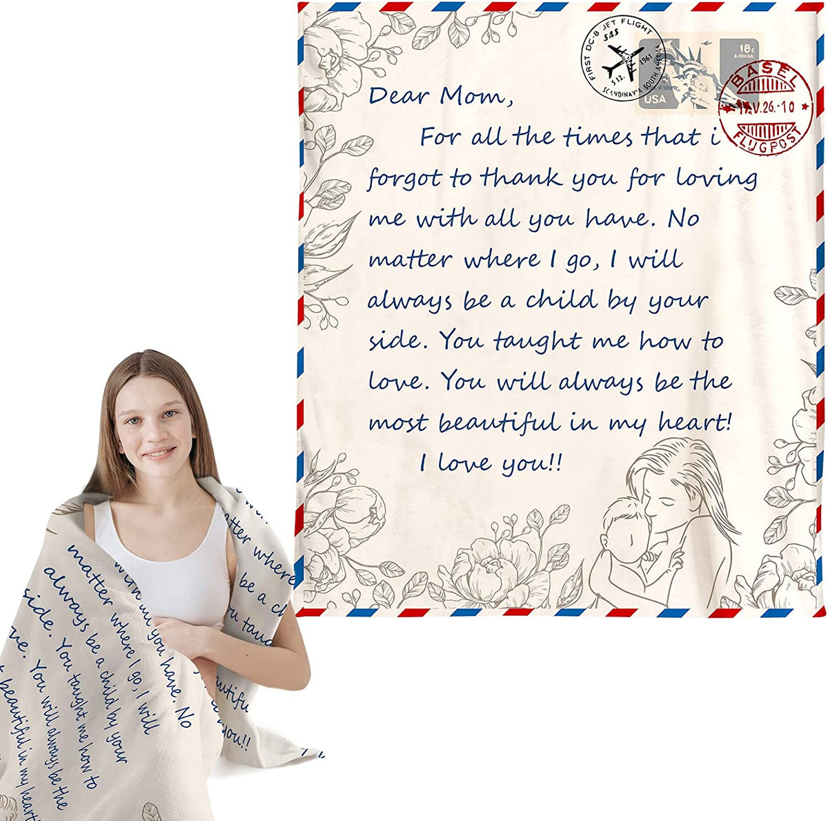 Blanket Gifts for Mom from Daughter or Son, All Season Flannel Fleece Blanket 50"x60", Decor Throw Blanket Mother's Day Birthday Gifts for Women