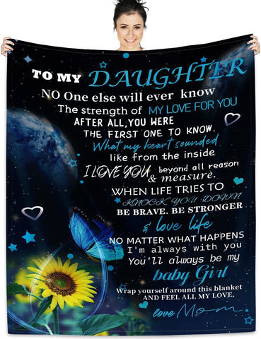 Daughter Gift from Dad Birthday Gifts from Lion Father Blanket to My Daughter Romantic Christmas Birthday Gifts Love Letter for Her Lightweight Flannel Blanket for Bed Sofa