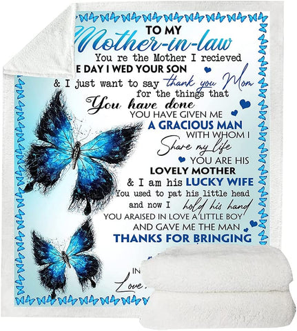 Mother in Law Gifts from Daughter in Law- Mothers Day Birthday Butterfly Blanket Gifts for Mother in Law-Mom Gifts Soft Throw Blankets for Couch Bedroom