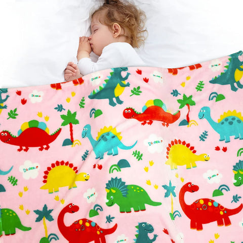 Dinosaur Blanket for Boys, Kids Dinosaur Throw Blanket for Boys and Girls, Fluffy Cozy Dinosaur Fleece Blanket with Vibrant Colors and Cute Design, Soft and Warm Throw Blanket - 50x60 Inches