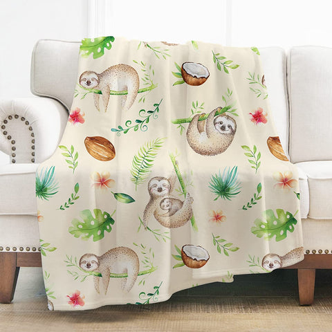 Sloth Blanket Print Plush Microfiber Blanket for Sofa Office Bed and Travelling 50"x60"