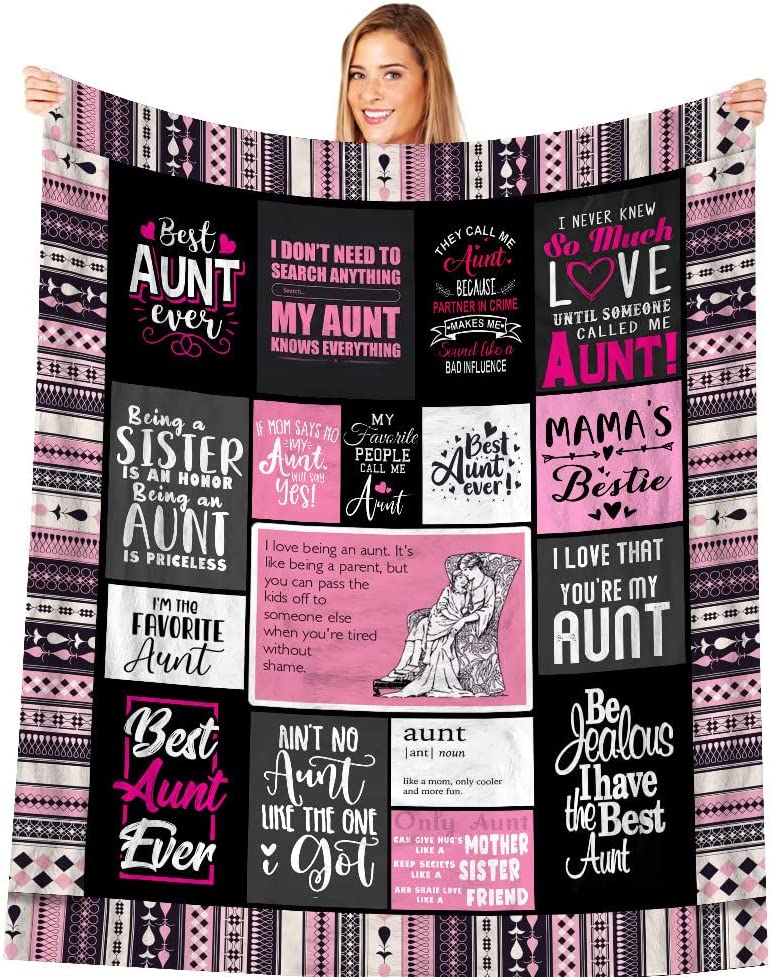 Best Aunt Gifts from Niece Aunt Birthday Gift | Best Aunt Ever Blanket with Great Sentences | Best Aunt Auntie Ever Gift from Nephew Happy Christmas Bday Present for Auntie Throw Blanket 50” X 60”