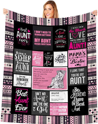 Best Aunt Gifts from Niece Aunt Birthday Gift | Best Aunt Ever Blanket with Great Sentences | Best Aunt Auntie Ever Gift from Nephew Happy Christmas Bday Present for Auntie Throw Blanket 50” X 60”