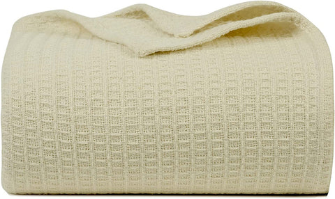 Blanket Queen Size 100% Cotton Throw Blanket - Soft Breathable Lightweight Layering All Season Thermal Blanket for Bed Sofa and Couch 90 x 90 Inches Grey Color by Bed Bath and Home