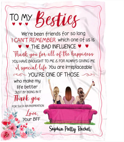 Custom Best Friend Blanket for Friends, to My Best Friends Blanket, Friendship Blanket for Women, Personalized Blanket Gifts for Women, Personalized Blanket to My Bestie Throw Blanket for BFF