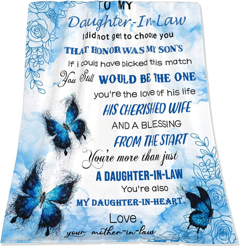 Daughter Gift Blanket - to My Daughter Gifts from Mom, Butterfly Blanket Soft Flannel Throws Blankets Birthday Anniversary Present 60x50 Inch