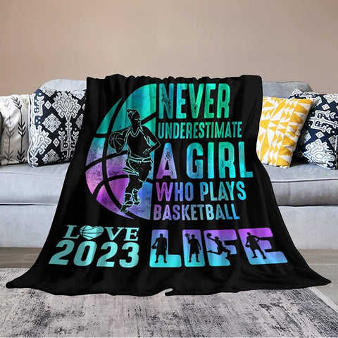 Basketball Blanket Gifts, 50”x40” Flannel Blankets Cozy Fleece Fluffy, Basketballs Blankets Gift for School Senior College Team Boys Girls Women Men Best friend Birthday Anniversary for Couch Bed Sofa