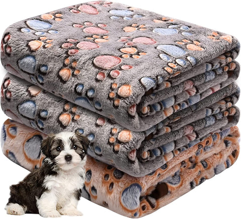 Dog Blankets for Large Dogs, Pet Blankets for Dog Bed Cover, Puppy Blankets for Couch, Kitten Blanket, Soft Fleece Blankets for Dogs, Cats, 41"x31", 3 Pack(2 Tan+1 Brown)