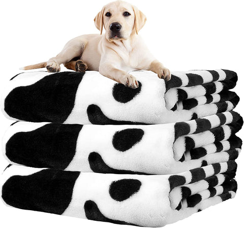 Upgraded Dog Blankets for Large Dogs, 3 Pack Dog Cat Flannel Blankets Washable, Soft Pet Mat Throw Cover for Kennel Crate Bed, Cute Paw Pattern, Dog Blanket, Pet Blanket 41" x 31"