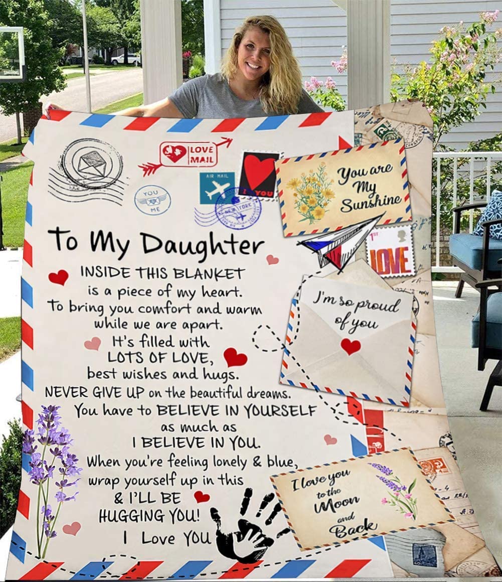 Fleece Blanket to My Daughter from Mom Dad You are My Sunshine Blanket Ultra-Soft Micro Light Weight Warm Bed Throw Blanket (to My Daughter, 60"x50")