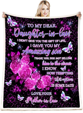 to My Wife Blanket,to My Wife Gifts from Husband Throw Blanket,Valentine Blanket Throw,Valentine Gifts for Women,Red Rose Valentine Day Gifts Blanket for Sofa Couch Decor 50"x 60"