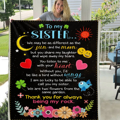 Fleece Blanket to My Sister Best Friend Bestie Printed Quilts Blanket Positive Encourage Flannel Blanket Gifts (40 * 50 inch,2)