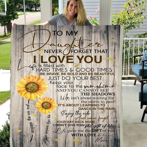 Fleece Blanket to My Daughter Printed Quilts Mom for Daughter's Blanket Positive Encourage and Love mom Flannel Blanket Gifts (40 * 50 inch,10)
