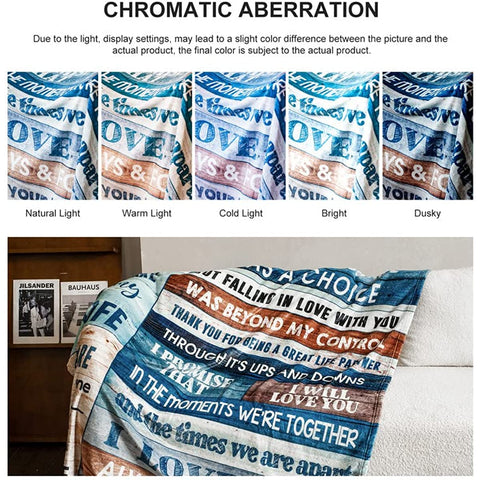 Gifts for Husband from Wife to My Husband Blanket Wedding Anniversary Romantic Gifts for Husband Birthday Christmas Valentine's Father’s Day Healing Thoughts Blanket Presents for Him 60" x 50"