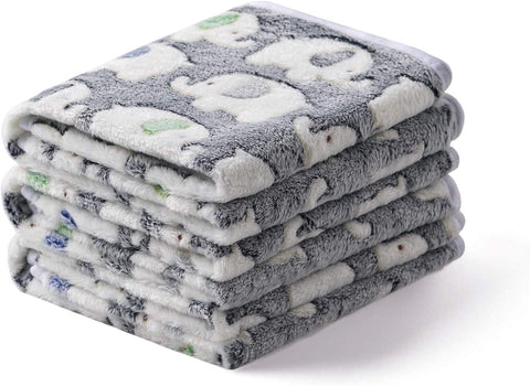 1 Pack 3 Blankets Super Soft Fluffy Premium Cute Elephant Pattern Pet Blanket Flannel Throw for Dog Puppy Cat Blue/Pink/Yellow Small(23x16 inch)