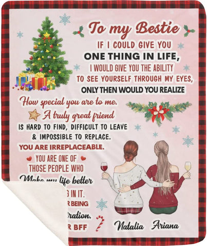 Best Friend Blanket Custom Name - Customized to My Bestie I Love You Throw. Personalized Birthday Friendship Gift for Women, Teen Girls, Besties, Sister - Long Distance BFF Gift (Pink, Fleece)