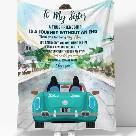 to My Bestie Best Friend Blanktet Besties, Women, Girls Personalized Name Best Friend Throw Blanket with Hairstyles for BFF, Special Friends Birthday Gifts Blanket