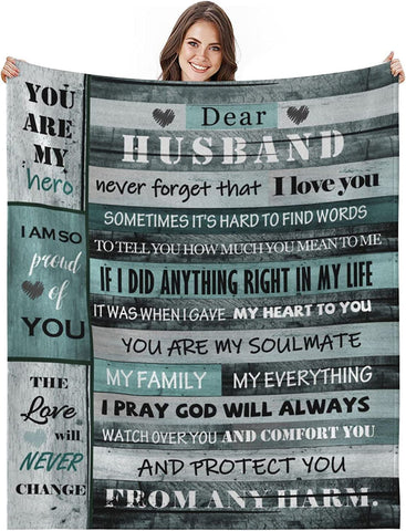 to My Wife Blanket from Husband, Romantic Anniversary Blanket for Wife Throw Blanket, Birthday Gifts for My Wife Valentine's Day Gifts for Her, Warm Fleece Blanket Gifts for Wife, 50x60inch