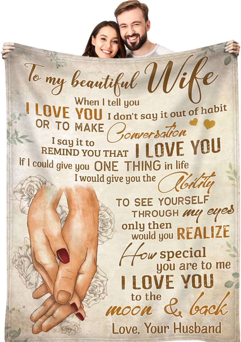 Gifts for Wife, to My Wife Blanket Mother's Day Wedding Anniversary Christmas Romantic Gifts for Her, Wife Birthday Gift Ideas, Presents for Her, Wife Blanket 55x70