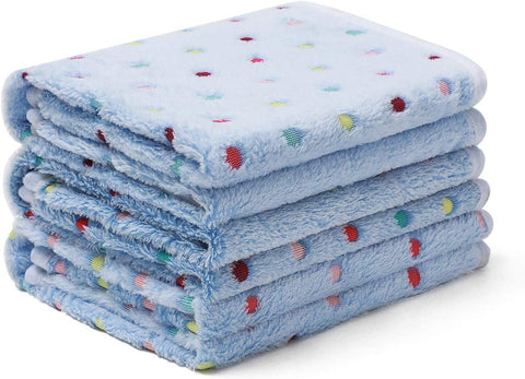 1 Pack 3 Blankets Super Soft Cute Dot Pattern Pet Blanket Flannel Throw for Dog Puppy Cat Beige/Brown/Pink Small
