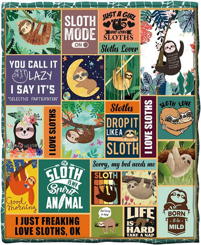 Flannel Blanket 3D Sloth Blanket Lightweight Cozy Soft Plush Throw Blanket for Sofa Couch Bed All Season (3D Sloth, 60'' x 50'')