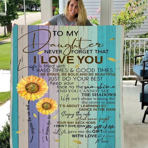 Fleece Blanket to My Daughter Printed Quilts Mom for Daughter's Blanket Positive Encourage and Love mom Flannel Blanket Gifts (40 * 50 inch,10)