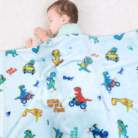 Dinosaur Blanket for Boys, Kids Dinosaur Throw Blanket for Boys and Girls, Fluffy Cozy Dinosaur Fleece Blanket with Vibrant Colors and Cute Design, Soft and Warm Throw Blanket - 50x60 Inches